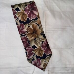 Wembley Mens Necktie Silk Floral Burgundy Brown USA‎ Made Business Formal hoco